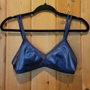 Small navy blue satin bralette